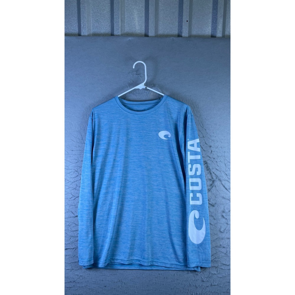 Costa Del Mar Performance Shirt Mens M Blue Excellent Long Sleeve Logo 14456